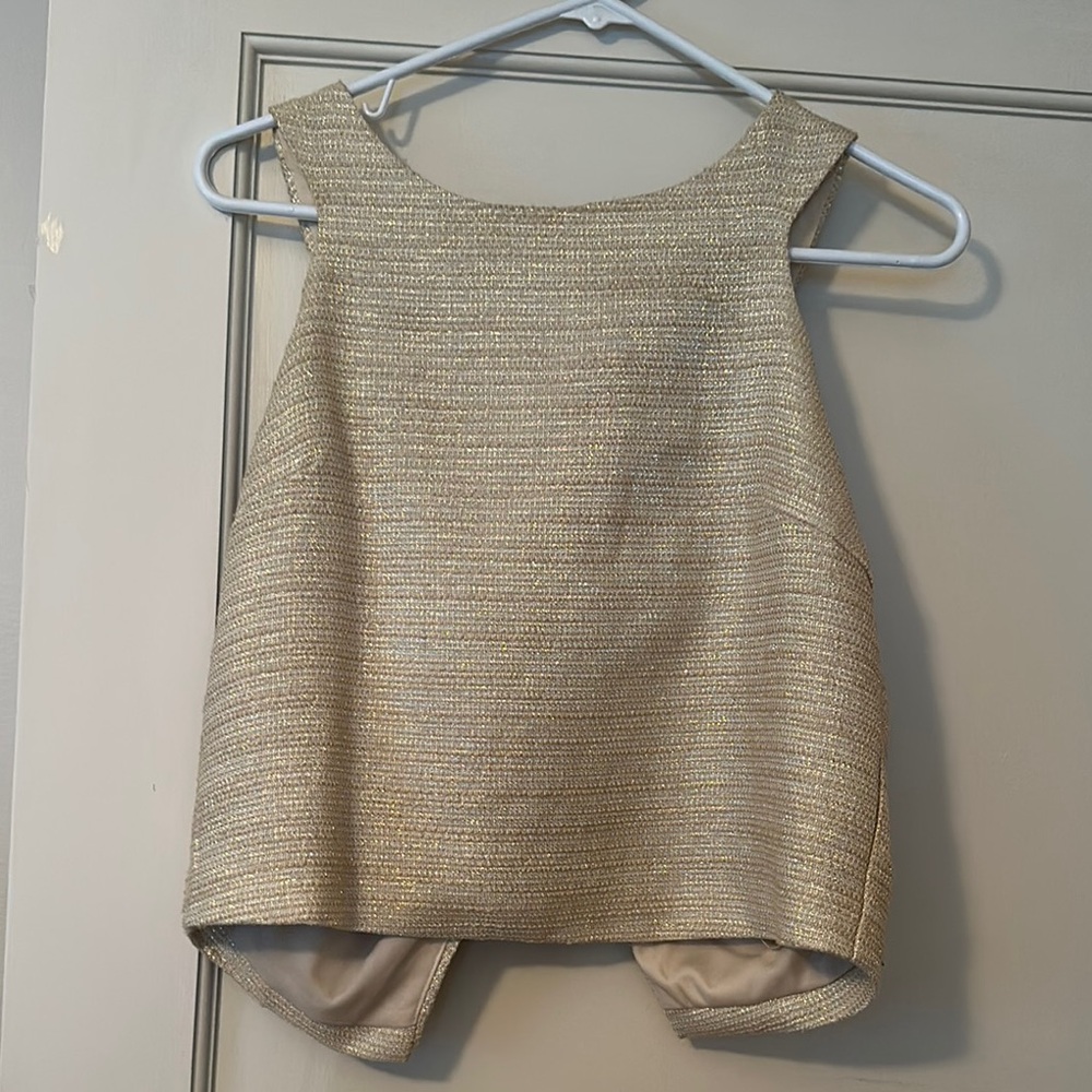 She + Sky Cream Ribbed Boxy Tank Top